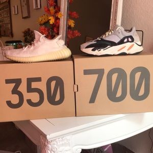Two pairs of Yeezys